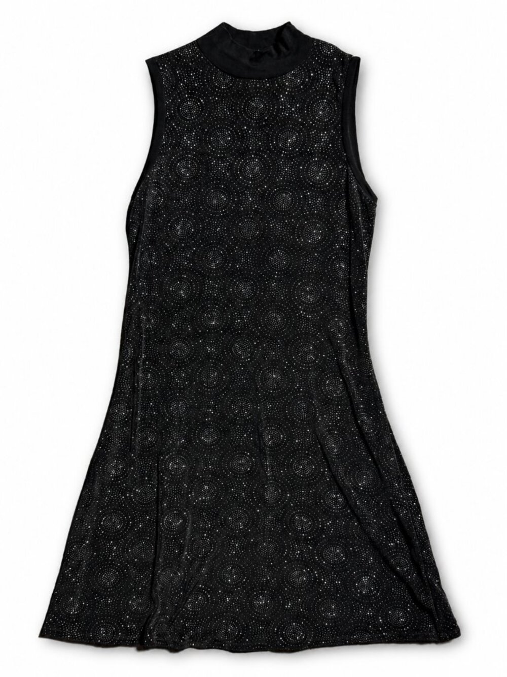 Citi Dress Womens Black Glitter Sparkle Mock Neck Mini Shift Dress M